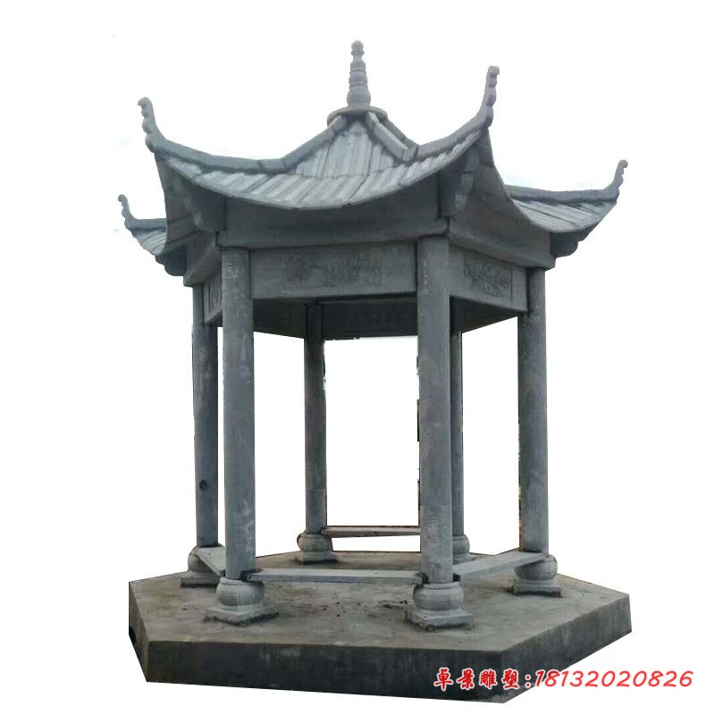 六角凉亭石雕园林景观石雕 (2)