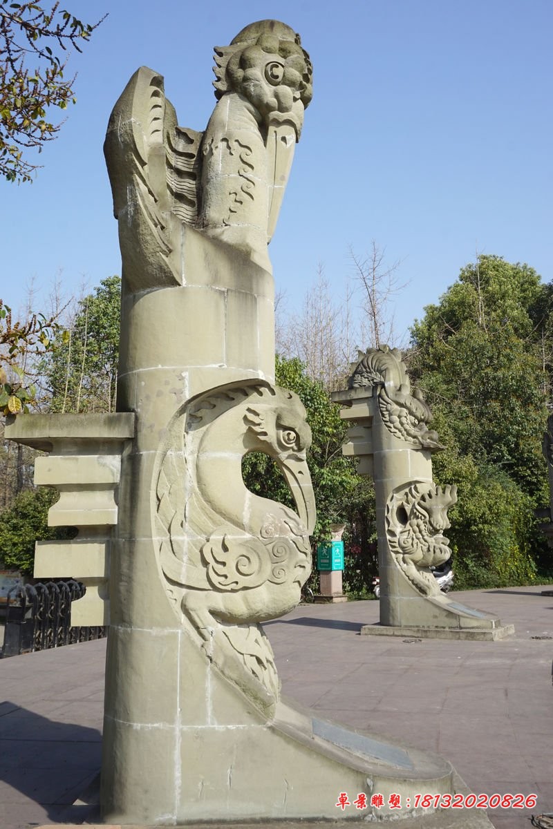 龙凤浮雕石柱 广场石柱