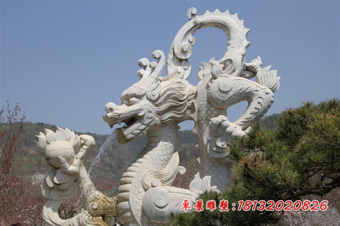 龙戏珠石雕 公园古代神兽石雕
