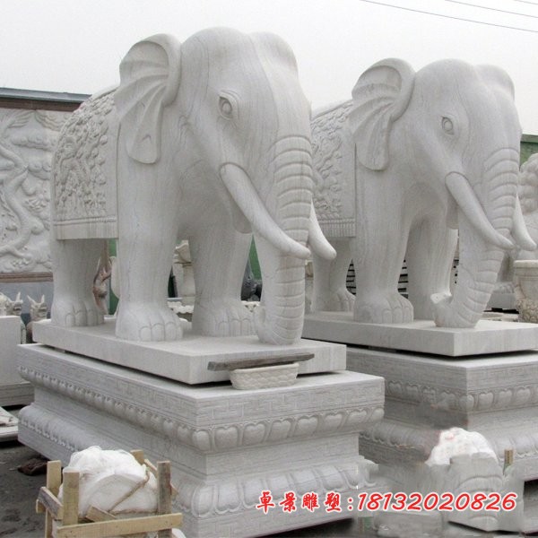 门口大象石雕 大理石动物石雕