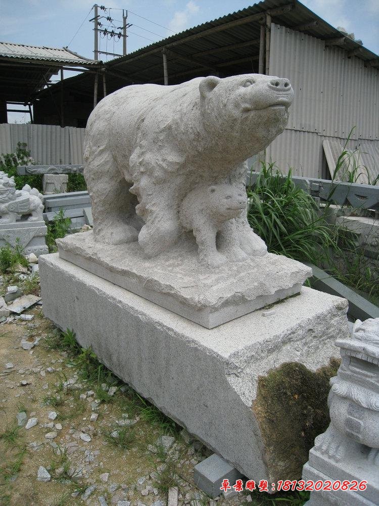 母子熊石雕 大理石动物石雕