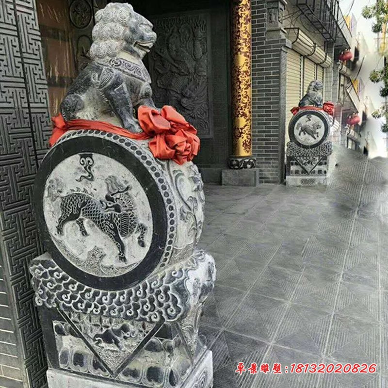 狮子抱鼓石仿古石门墩 (1)