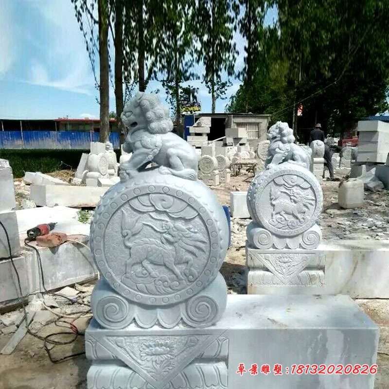 狮子抱鼓石招财石门墩