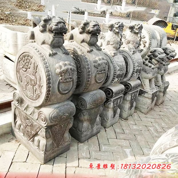 狮子抱鼓石招财石门墩 (3)