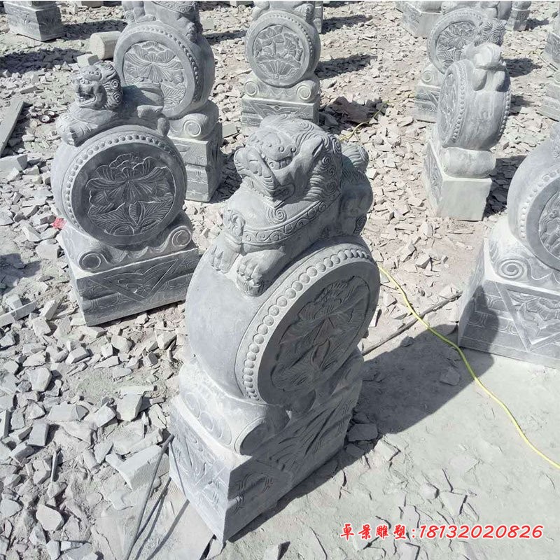 狮子抱鼓石招财石门墩 (2)