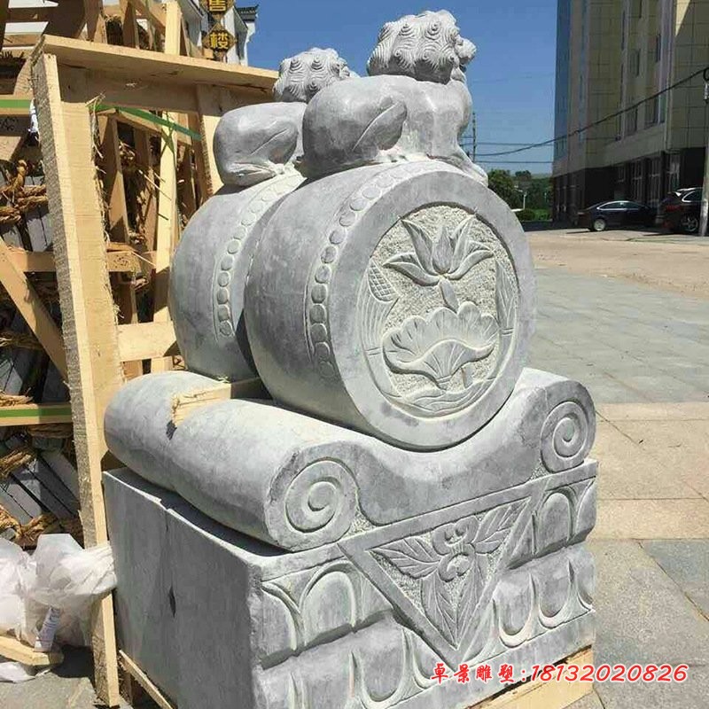 狮子抱鼓石仿古石门墩 (3)