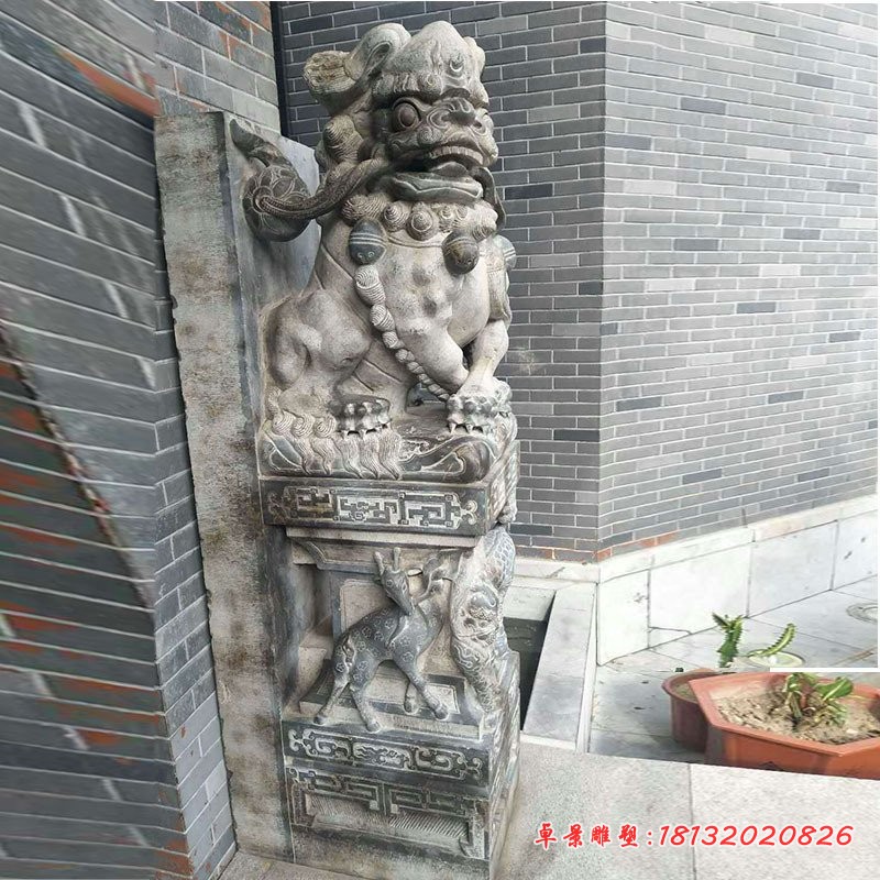 狮子抱鼓石仿古石门墩 (2)