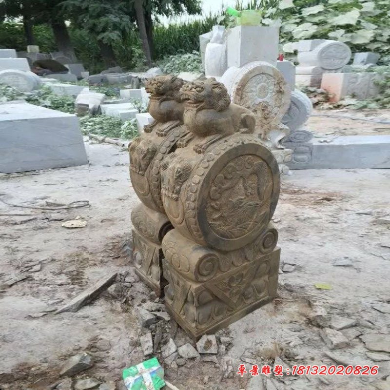 狮子石门墩庭院景观石雕