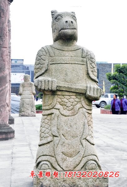 十二生肖兽首人物石雕 公园景观石雕 