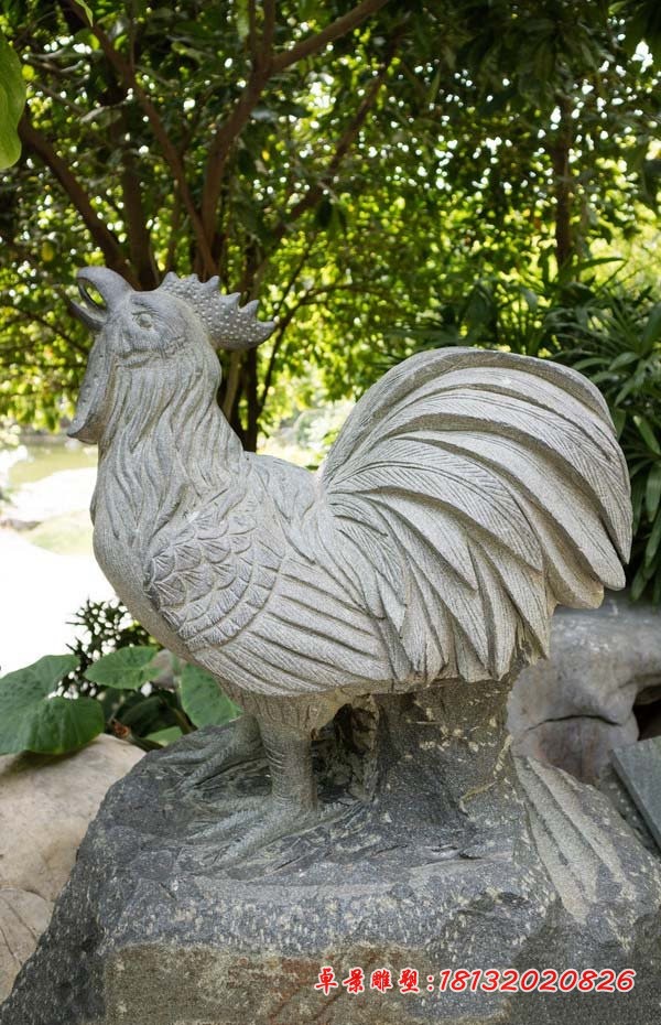 石雕大公鸡 大理石动物石雕 