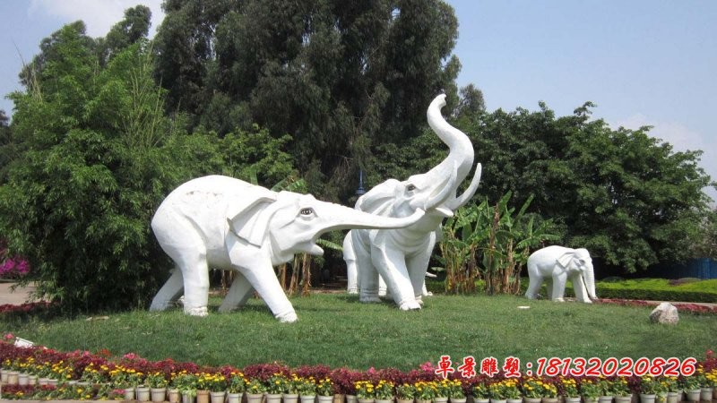 石雕大象 汉白玉动物石雕