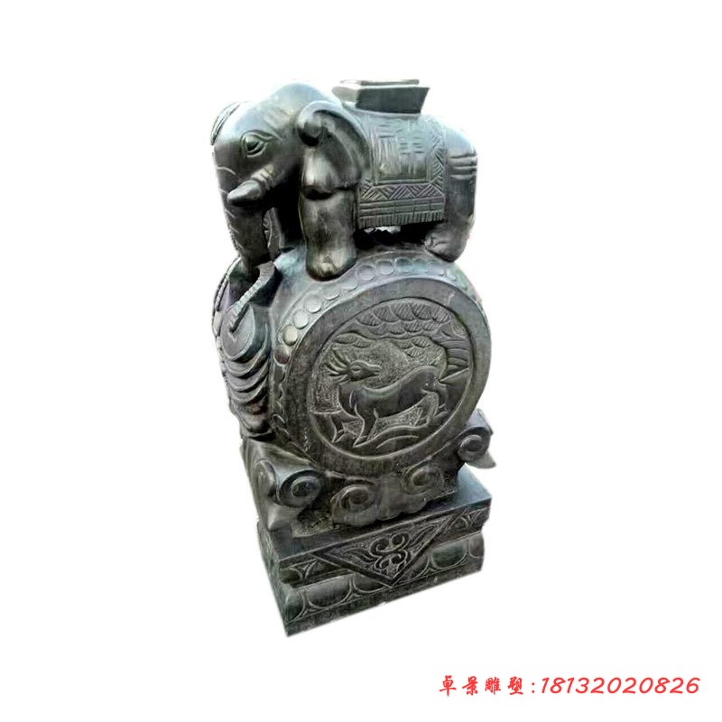 庭院景观石雕仿古小象石门墩 