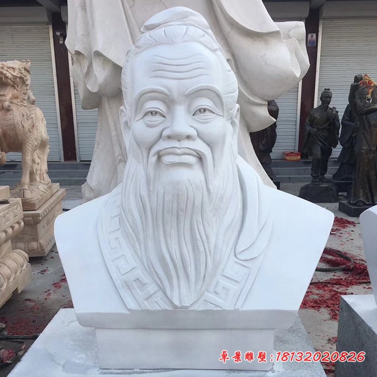 校园孔子胸像石雕