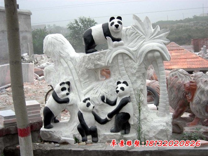 熊猫石雕，动物景观石雕