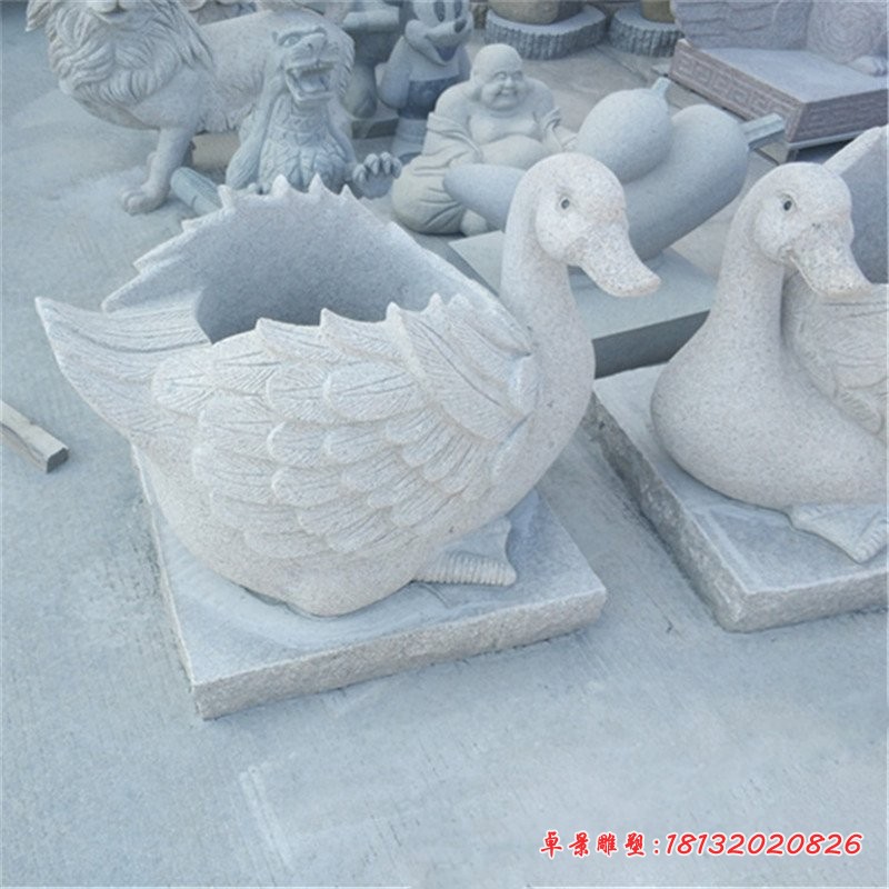 鸭子花缸石雕公园景观石雕