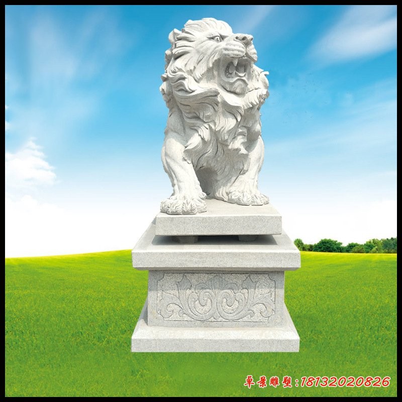 银行门口西洋狮石雕 