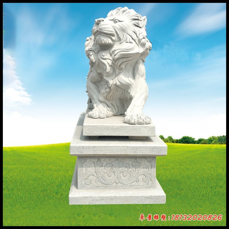 银行门口西洋狮石雕 