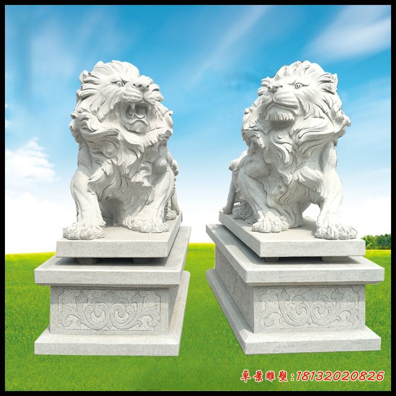 银行门口西洋狮石雕 