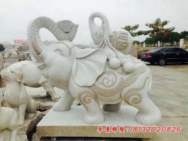 背葫芦的大象石雕 门口镇宅招财大象石雕