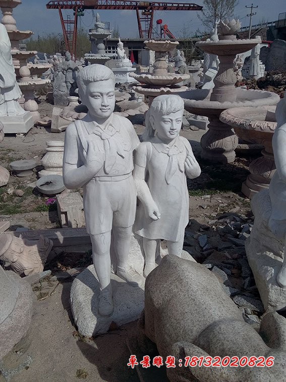 背书包的小学生石雕 校园人物石雕