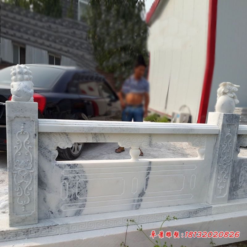 草白玉栏板石雕 公园小桥石雕栏板