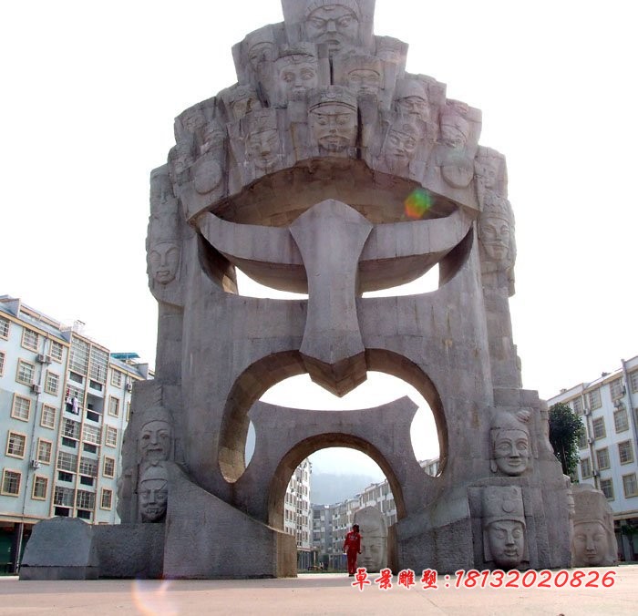大理石抽象脸谱拱门石雕 小区景观石雕