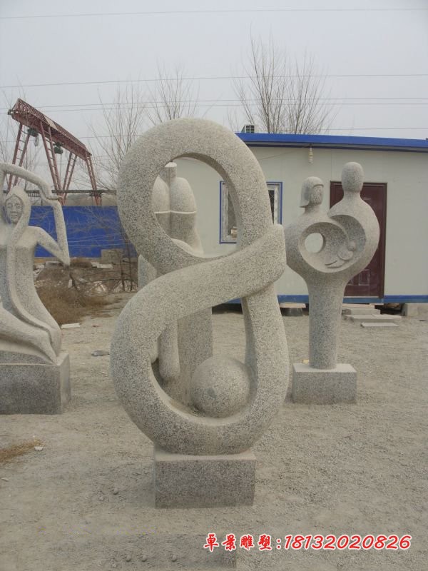大理石抽象人物雕塑 公园景观石雕