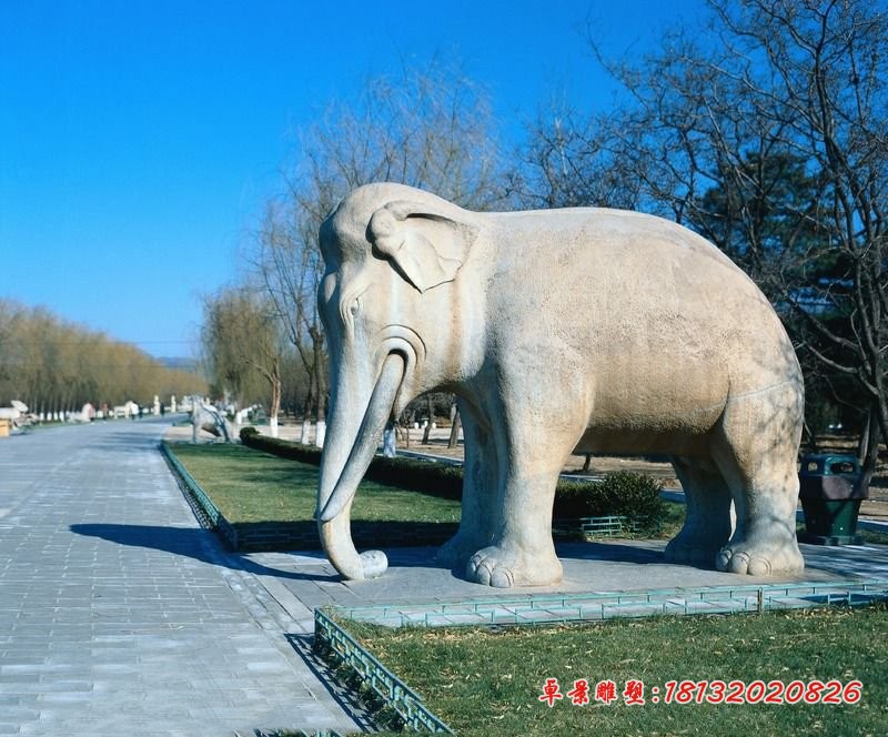 大理石大象石雕 公园景观石雕