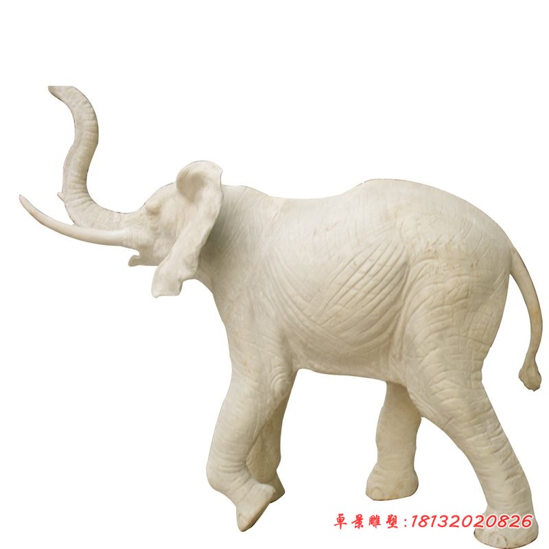 大理石大象石雕 公园动物雕塑