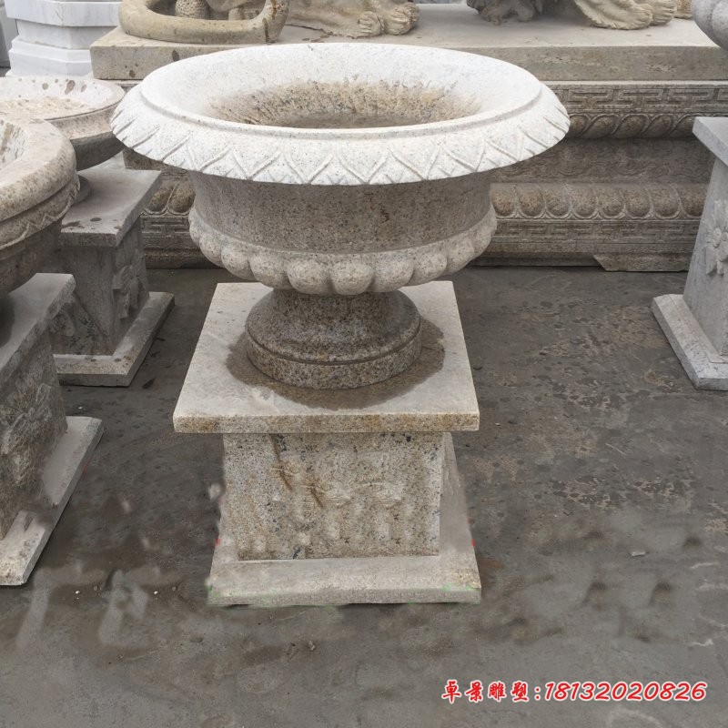 大理石公园花盆 花盆石雕