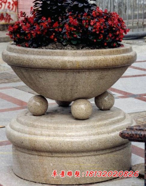 大理石公园花盆 花盆石雕