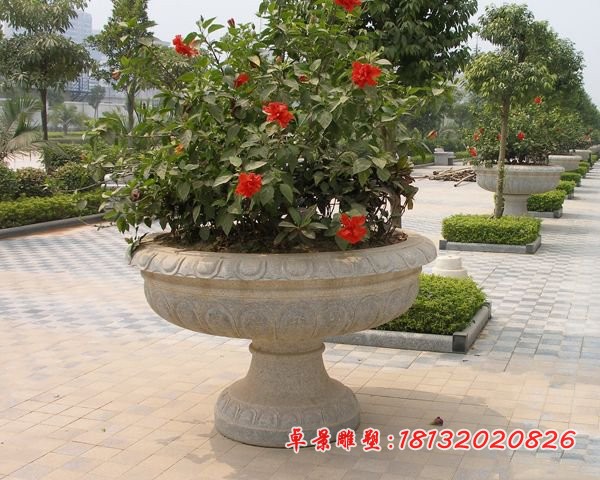 大理石公园花盆 花盆石雕