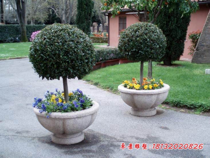 大理石公园花盆石雕 景观石雕