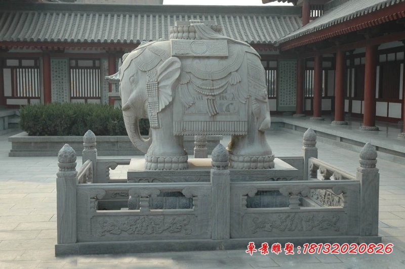 大理石驮宝大象石雕门口招财石雕大象