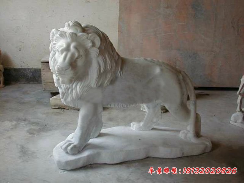 大理石西洋狮子 公园动物石雕