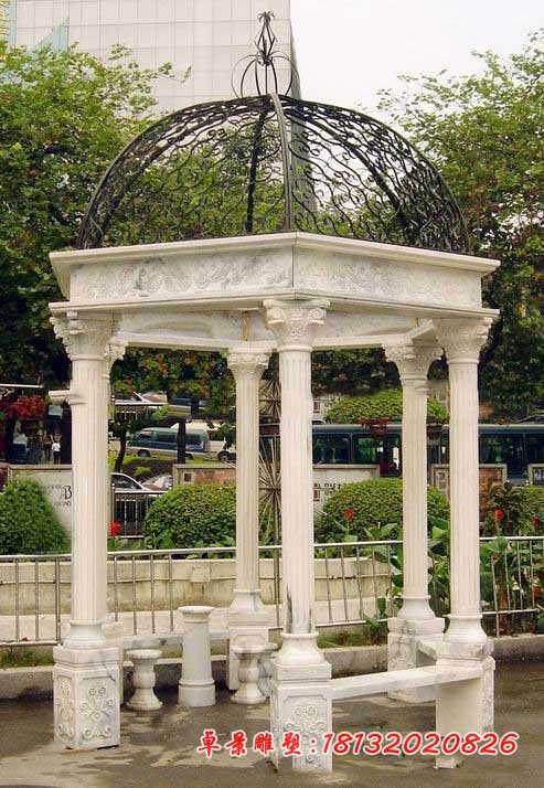 大理石圆顶凉亭石雕 ，公园欧式凉亭石雕 