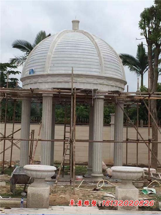 大理石圆顶凉亭 别墅欧式石雕凉亭