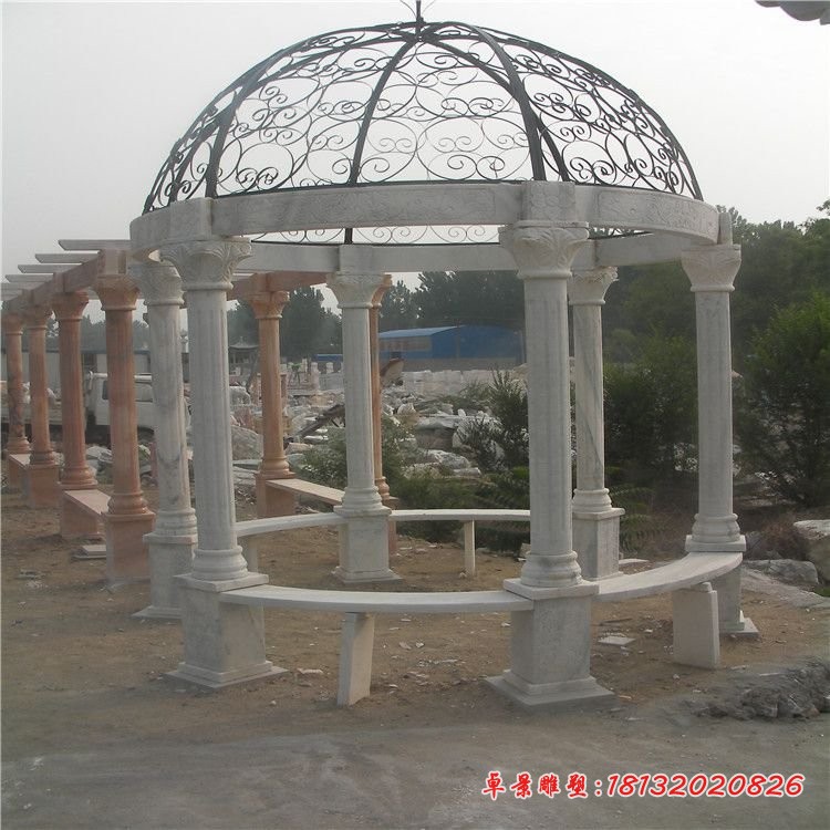 大理石圆顶凉亭石雕 ，公园欧式凉亭石雕