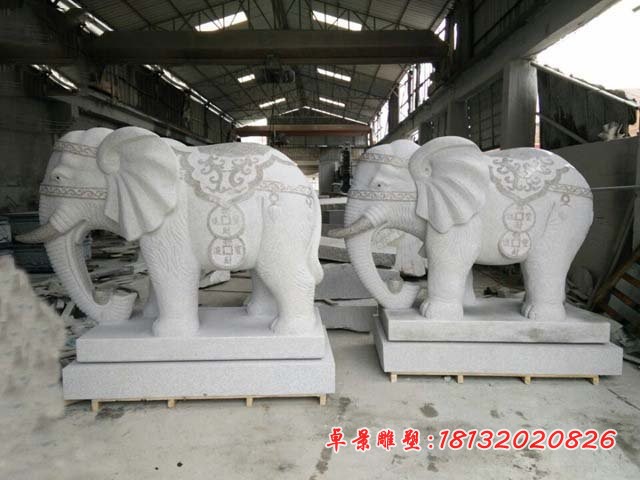 大理石招财进宝大象 门口石雕大象