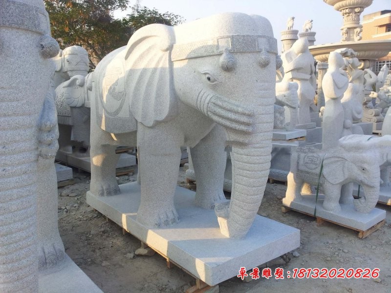 大理石招财进宝大象 门口石雕大象 