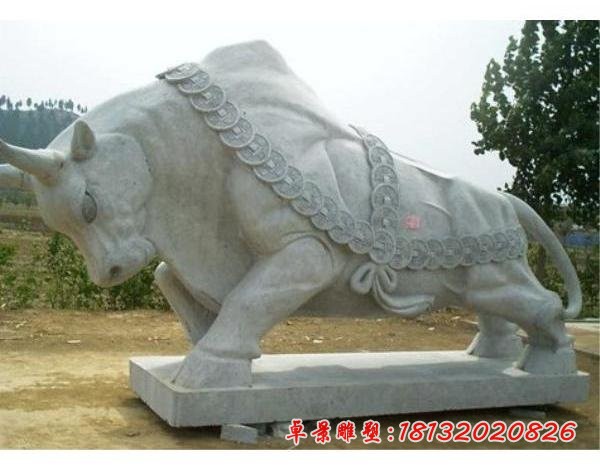 大理石招财牛 企业动物石雕