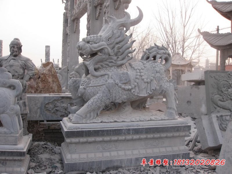 大理石招财麒麟石雕 门口麒麟雕塑