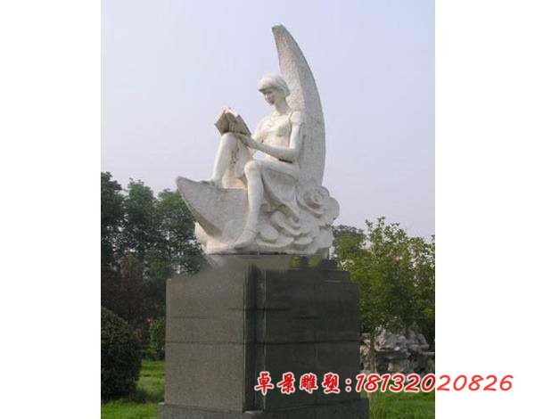 读书的女孩石雕 学校人物石雕