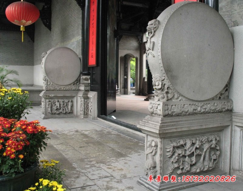 仿古抱鼓石雕塑 门墩石雕