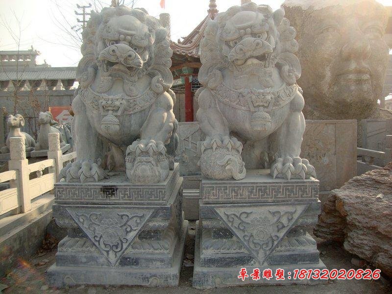 仿古踩球北京狮 门口看门石狮子