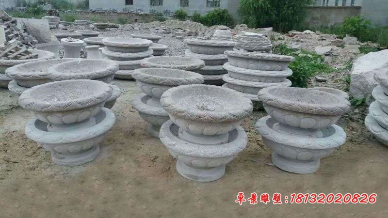 仿古花盆石雕公园石雕花盆