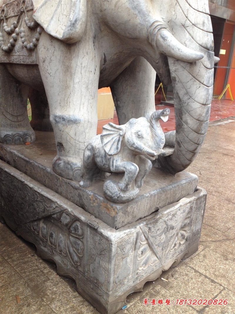 仿古门口大象石雕 石雕招财大象 