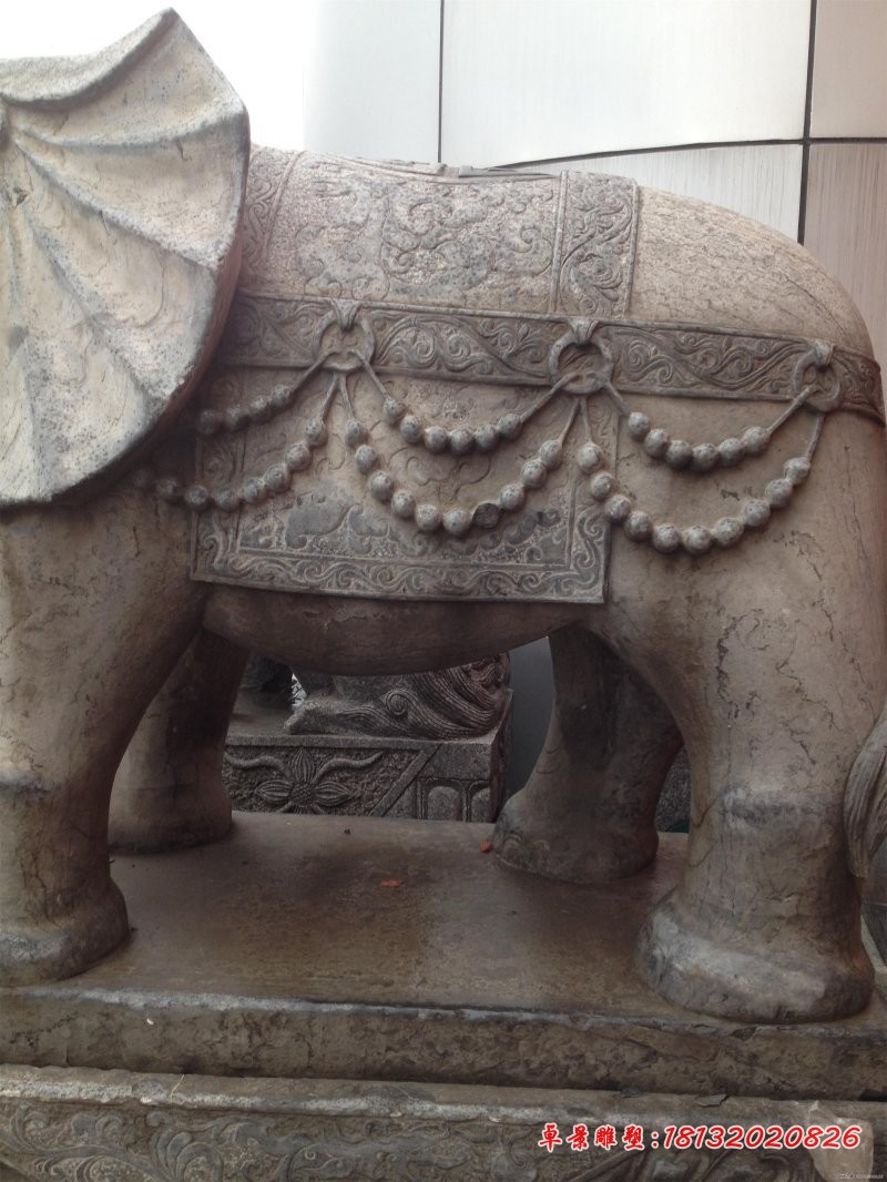 仿古门口大象石雕 石雕招财大象 (4)