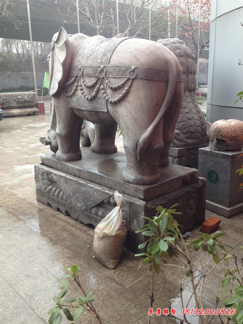 仿古门口大象石雕 石雕招财大象 