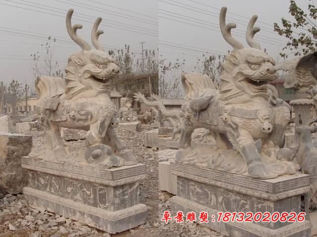 仿古麒麟石雕门口镇宅神兽石雕